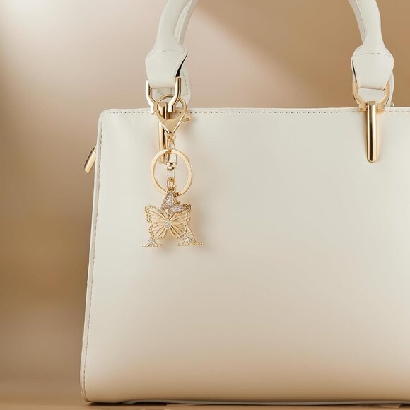 Gold Plated Alphabet Initial Letter Keyring Keychain for Women Girls Crystal Key - Picture 6 of 6